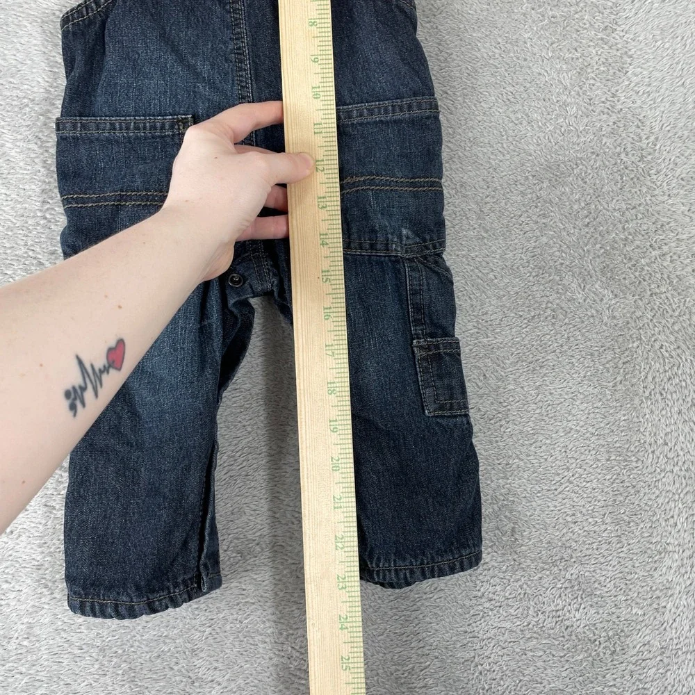 OshKosh B'gosh Denim Overalls Kids 9 Month Blue Flannel Lined Carpenter Workwear